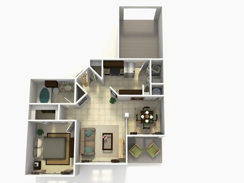 Floor plan for 1 bed, 1 bath, 793 sqft