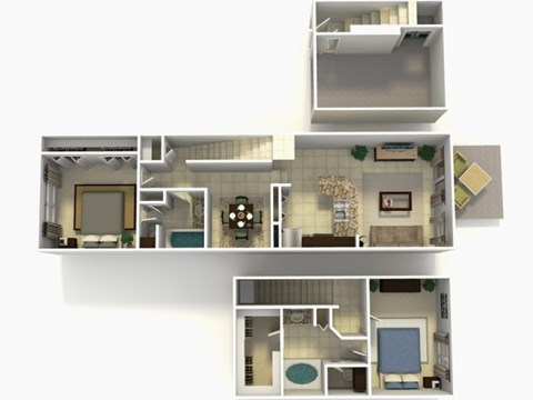 Floor plan for 2 beds, 2 baths, 1238 sqft