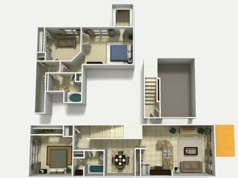 Floor plan for 2 beds, 2 baths, 1448 sqft