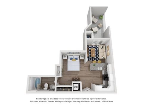 Floor plan for studio, 1 bath, 465 sqft