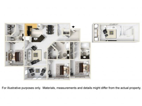Floor plan for 3 beds, 3 baths, 1758 sqft