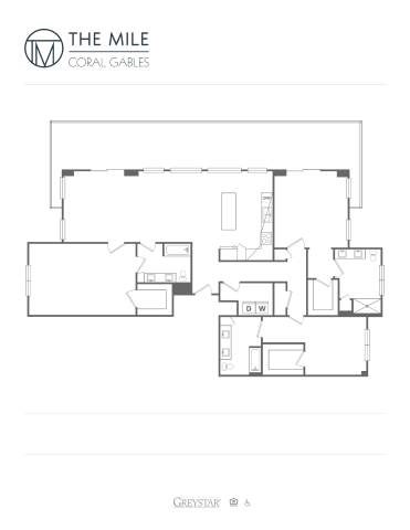 Floor plan for 3 beds, 3 baths, 2305 sqft