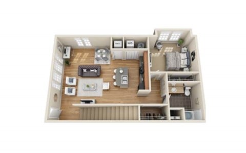Floor plan for 2 beds, 2 baths, 1270 sqft
