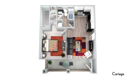 Floor plan for 1 bed, 1 bath, 706 sqft