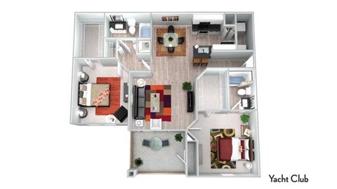 Floor plan for 2 beds, 2 baths, 1189 sqft
