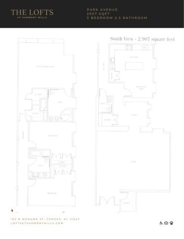 Floor plan for 3 beds, 2.5 baths, 2907 sqft