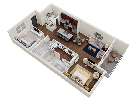 Floor plan for 2 beds, 2 baths, 1116 sqft