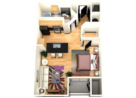 Floor plan for studio, 1 bath, 575 sqft