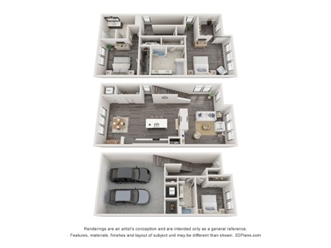 Floor plan for 3 beds, 3.5 baths, 2495 sqft