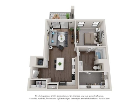 Floor plan for 1 bed, 1 bath, 792 sqft