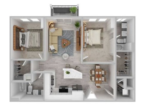 Floor plan for 2 beds, 2 baths, 1200 sqft