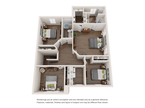 Floor plan for 4 beds, 2.5 baths, 2457 sqft