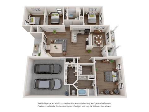 Floor plan for 4 beds, 2 baths, 2531 sqft