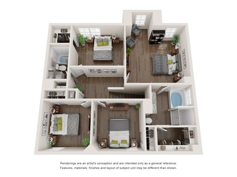 Floor plan for 4 beds, 2.5 baths, 2261 sqft