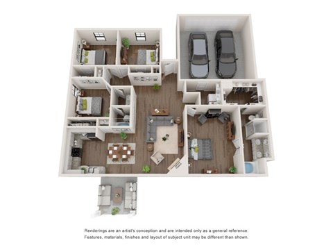 Floor plan for 4 beds, 2 baths, 1801 sqft