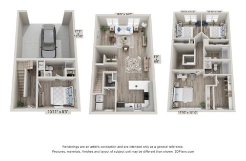 Floor plan for 4 beds, 3.5 baths, 2057 sqft