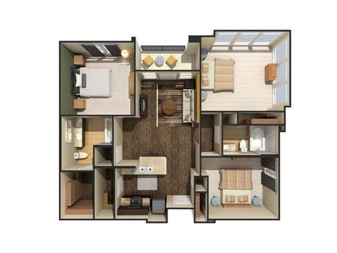Floor plan for 3 beds, 2 baths, 1230 sqft