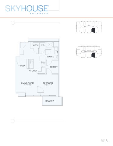 Floor plan for 1 bed, 1 bath, 724 sqft