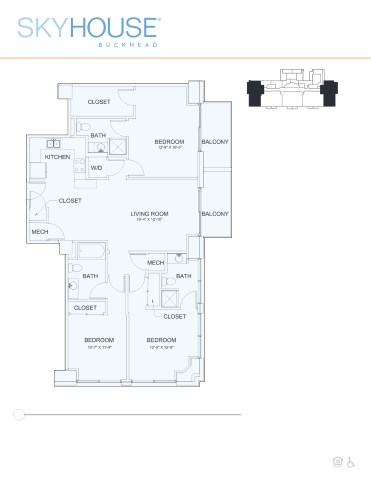 Floor plan for 3 beds, 3 baths, 1441 sqft