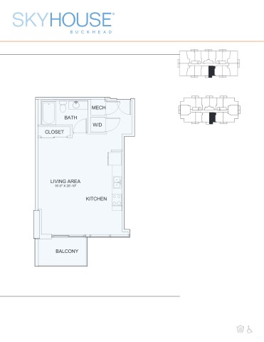 Floor plan for studio, 1 bath, 585 sqft