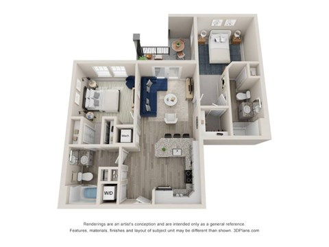 Floor plan for 2 beds, 2 baths, 919 sqft