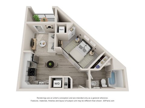 Floor plan for studio, 1 bath, 511 sqft