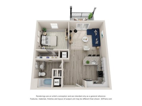 Floor plan for studio, 1 bath, 710 sqft