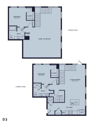 Floor plan for 2 beds, 2 baths, 1634 sqft
