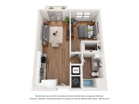 Floor plan for 1 bed, 1 bath, 710 sqft