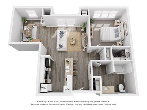 Floor plan for 1 bed, 1 bath, 780 sqft