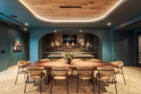 Nashville apartment for rent - A dining room with a wooden table and chairs.