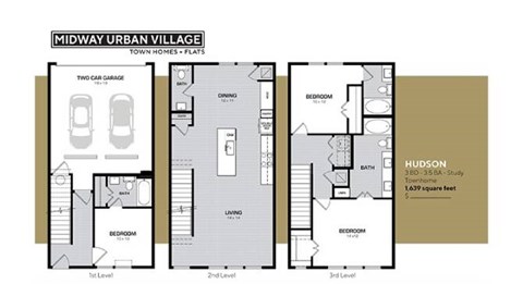 Floor plan for 3 beds, 3.5 baths, 1692 sqft
