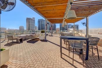 Rooftop terrace with gas fire pit