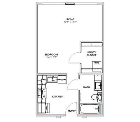 Floor plan for studio, 1 bath, 507 sqft