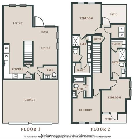 Floor plan for 3 beds, 3.5 baths, 2480 sqft