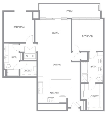 Floor plan for 2 beds, 2 baths, 1484 sqft