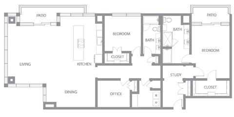 Floor plan for 2 beds, 2 baths, 2141 sqft