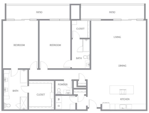 Floor plan for 2 beds, 1.2 baths, 2067 sqft