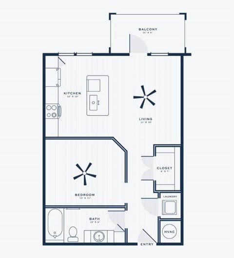 Floor plan for studio, 1 bath, 725 sqft