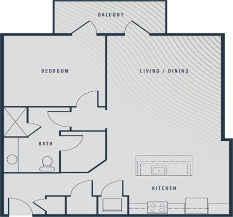 Floor plan for 1 bed, 1 bath, 925 sqft
