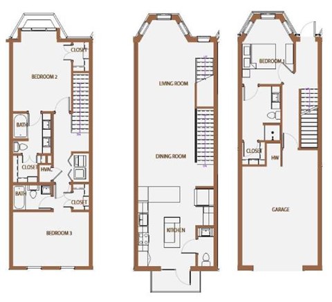 Floor plan for 3 beds, 3 baths, 1946 sqft