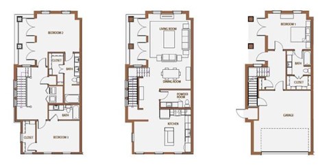 Floor plan for 3 beds, 3.5 baths, 2482 sqft