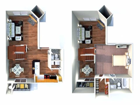 Floor plan for 1 bed, 1 bath, 839 sqft