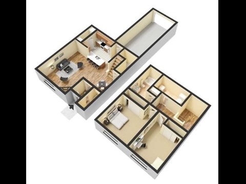 Floor plan for 2 beds, 1.5 baths, 1245 sqft