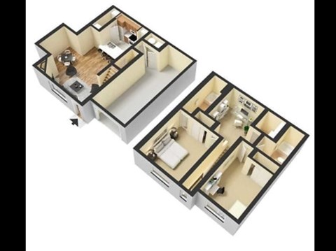 Floor plan for 2 beds, 2 baths, 1130 sqft