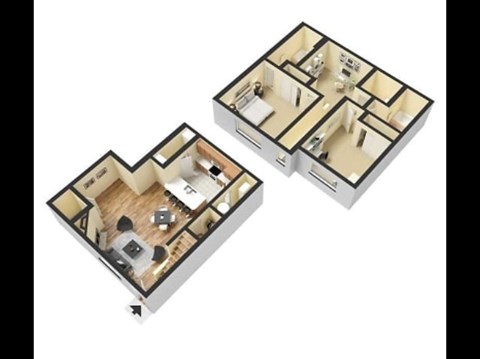 Floor plan for 2 beds, 2 baths, 1180 sqft