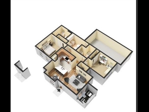Floor plan for 2 beds, 2 baths, 1120 sqft