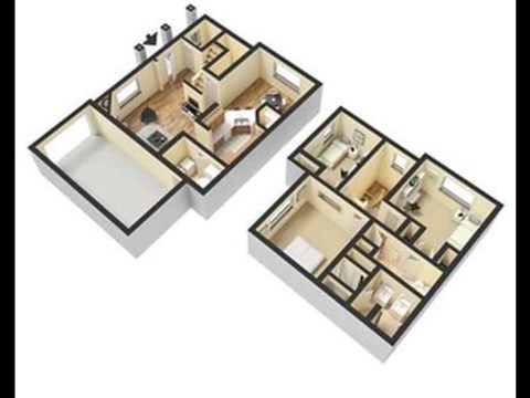 Floor plan for 3 beds, 2.5 baths, 1450 sqft