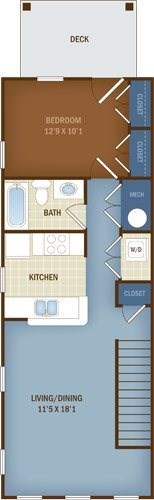 Floor plan for 1 bed, 1 bath, 681 sqft