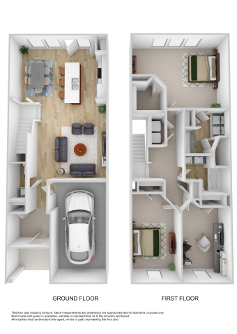 Floor plan for 2 beds, 2.5 baths, 1600 sqft